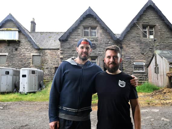 Ben Stubbs and Mike Richardson with the building that will house the Rivington Brewing Co bar at Home Farm in Anderton (JPIMedia)