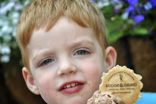 Joel Bryant, two, pictured with his ice cream