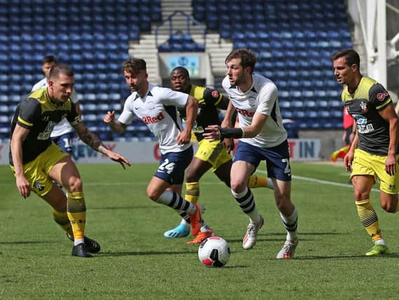 Preston winger Tom Barkhuizen has a run in the friendly clash with Southampton at Deepdale