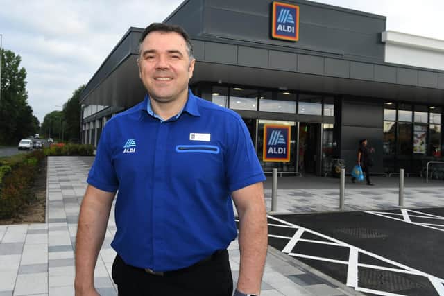 Opening of the new Aldi at the Fulwood Central retail park. Store manager Rob Alexander