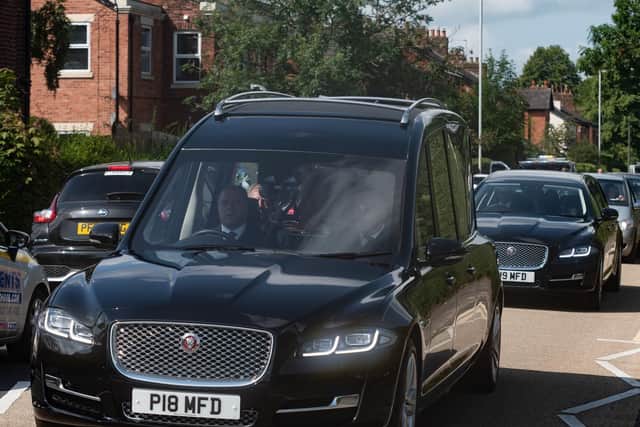 Paul Pearson's hearse which was followed by hundreds of bikers.  Paul died of sleep apnoea.