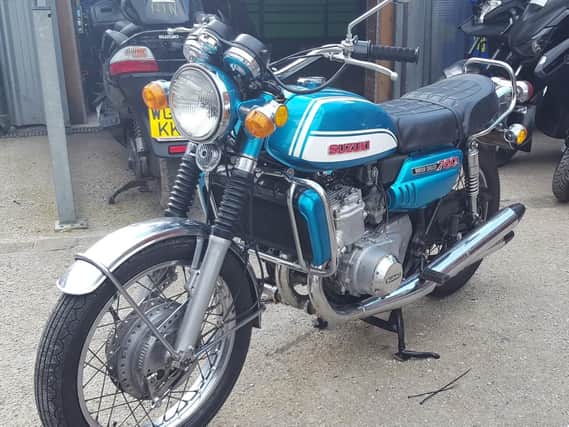The Suzuki motorbike bought by Christopher Beddall, which firm says was paid for by his fraud