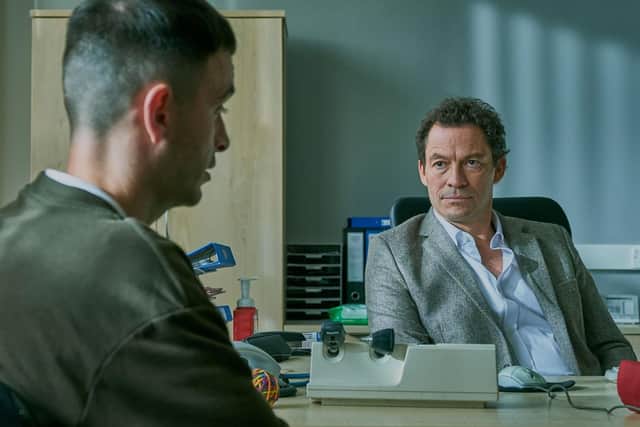 One of Vinnies bipolar appointments in Brassic, with co-star Dominic West