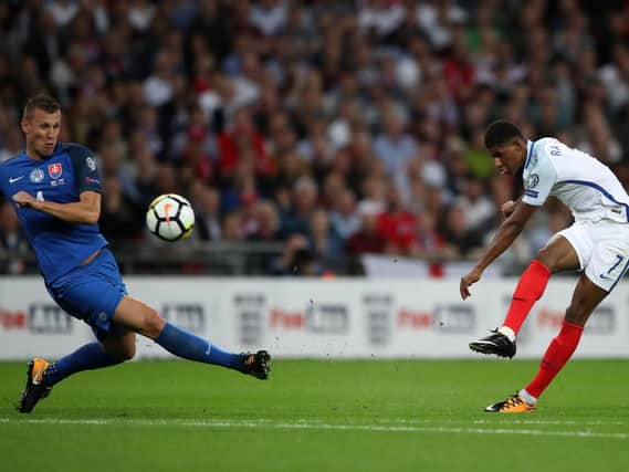 England's Marcus Rashford scores his side's second goal of the game against Slovakia, the most important result of England's campaign. They fell behind but goals from Eric Dier and Marcus Rashford got the win (Picture: Nick Potts/PA Wire)