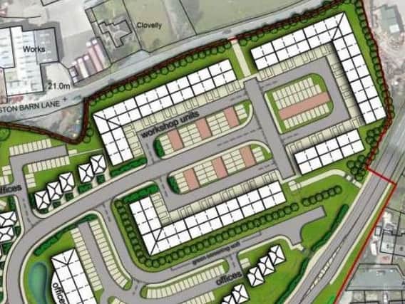 An hi-res blueprint of the business and retail units.