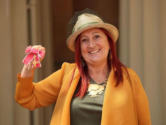 Lynne Franks with her OBE