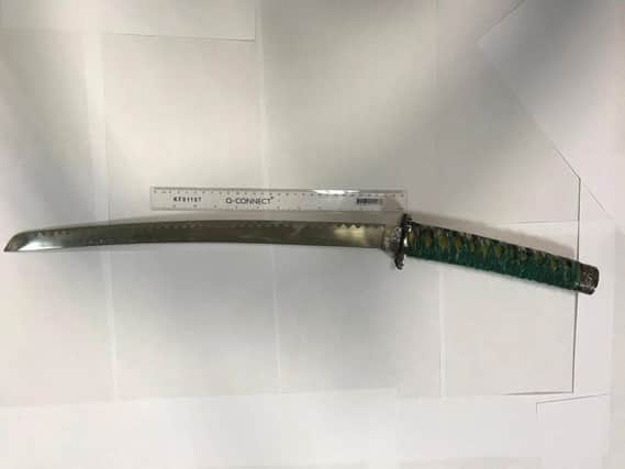The samurai sword recovered by police