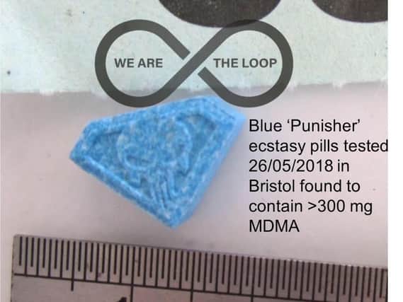 Organisers of the festival arewarning attendees that the triangular blue pills are known to contain more than 330mg of MDMA - a potentially fatal dose. PIC: The Loop