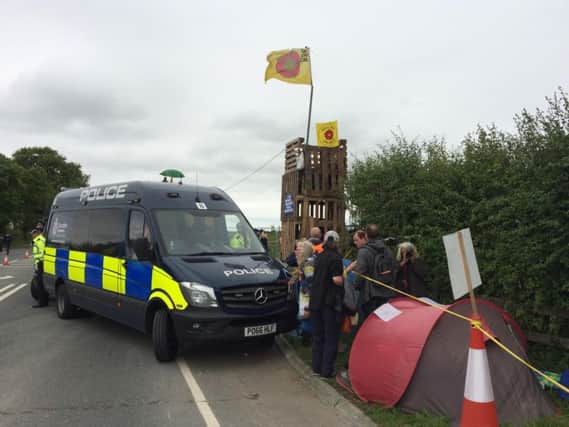 Protesters at the Preston New Road fracking site