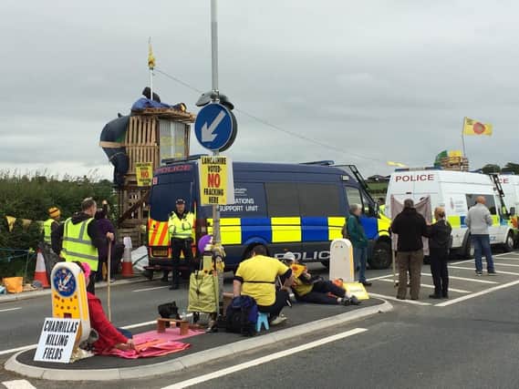 Protesters at the Preston New Road fracking site last year