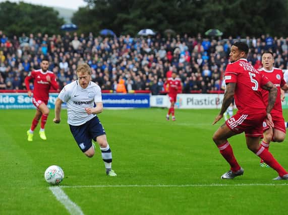 Daryl Horgan in action for PNE in last season's Carabao Cup defeat at Accrington Stanley