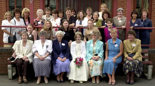 Chorley St Peter's School Summer Fair Rose Queens going back to 1943 gathered a reunion in 2001, with the 2001 queen Charlotte Gibson in the centre