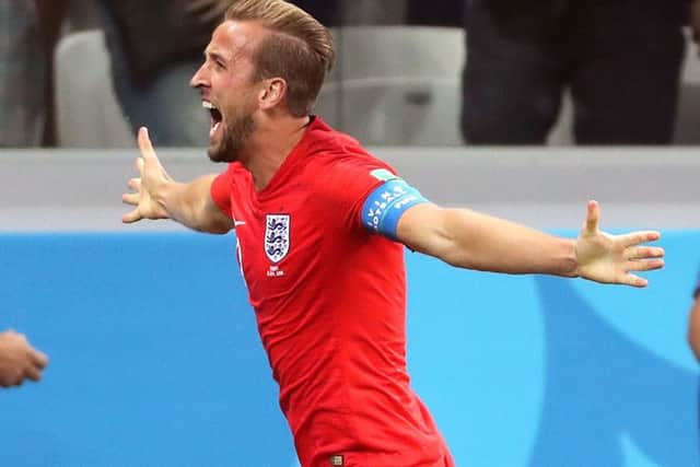 Harry Kane celebrates scoring his side's second goal