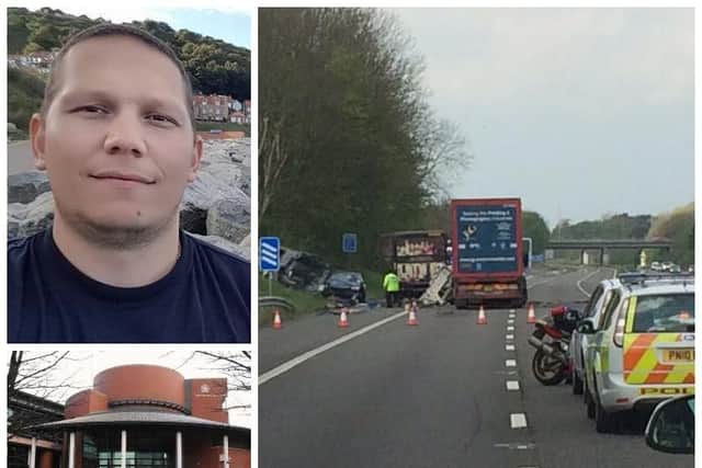 The accident on the M55 for which Slovakian HGV driver Dusan Zverka was sent to prison after a van driver died