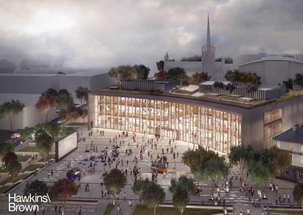 Artist impression of the  student centre and new square.