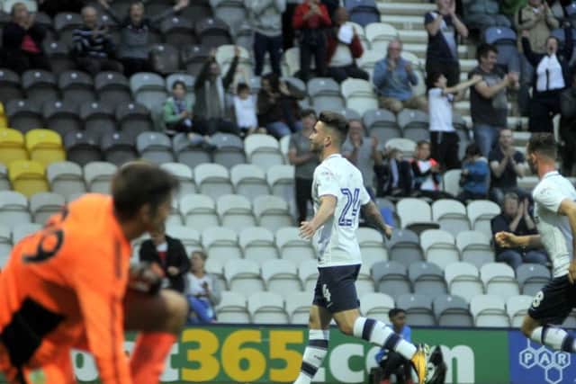 Sean Maguire scores on his PNE debut against Burnley in a pre-season friendly in July 2017