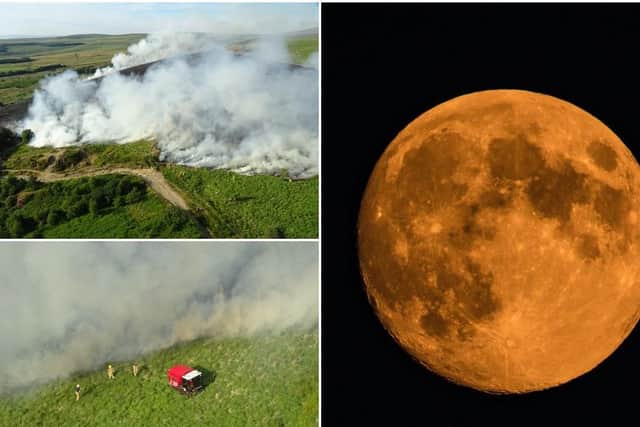 The moon turned blood red overnight as moorland fires raged across the North West Moon pic courtesy of Sonia Bashir.