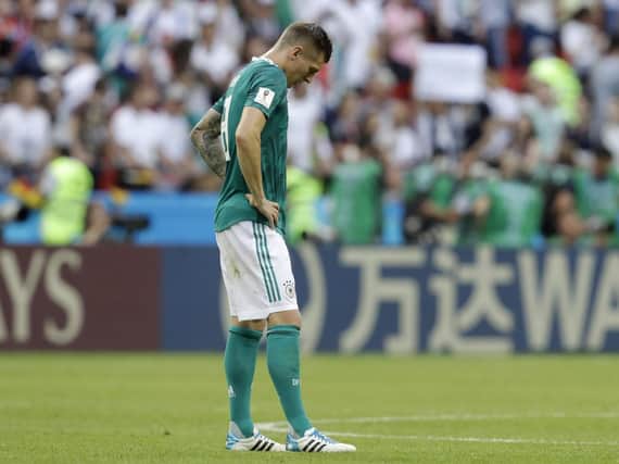 Toni Kroos looks dejected after Germany's shock World Cup exit