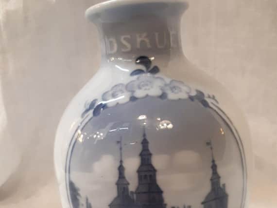This vase is typical Copenhagen on sale at GB Antiques Centre for 64 pounds