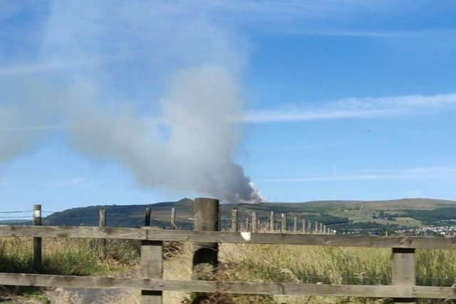 The fire at Winter Hill near Rivington. Photo courtesy of @KieranH29.