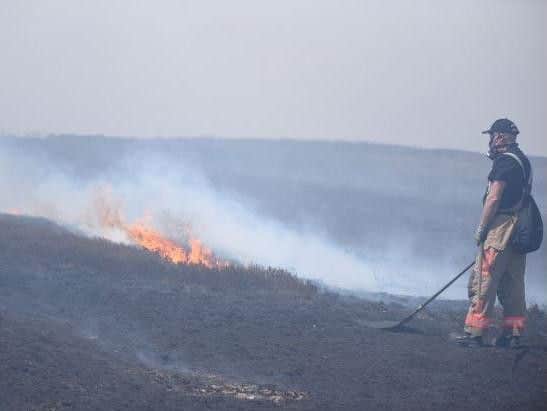 A firefighter on the moors