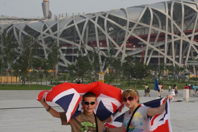 Sophie Ward at the Olympics in Beijing at the age of 14 with her brother