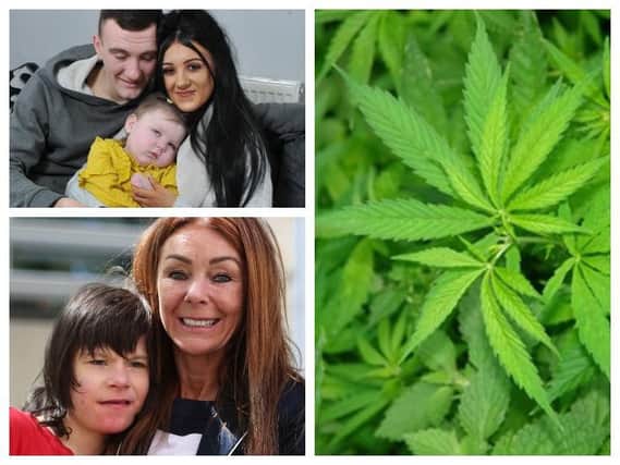 Top left, Preston toddler Olivia with her parents Jenna Heary and Matthew Botham. Bottom left, Billy Caldwell and his mum Charlotte.