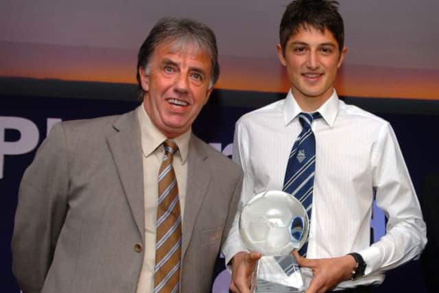 Barton after being named Deepdale Scholar of the Year with Mark Lawrenson (left)