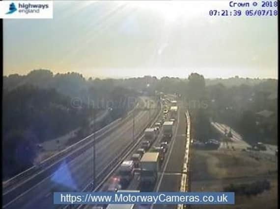 Traffic on the M55 is delayed