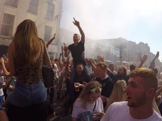 Preston town centre was taken over by jubilant England fans