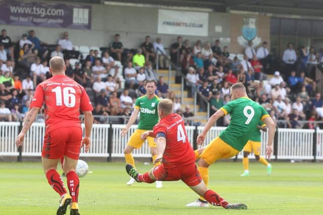 Louis Moult was on target in Preston's big win over Bamber Bridge