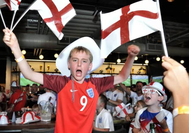 Picture by Julian Brown 07/07/18
Luke Young (10)
Crowds watch the World Cup Quarter Final England v Sweden at Bradleys Sports Bar, AFC Fylde, Kirkham