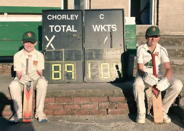 Chorley cricket duo Louis Johnson, 13, finished 104 not out while Alfie Dobson, 12, scored 89