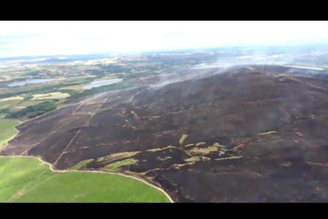 The devastating scale of the Winter Hill fire is shown in this drone image which captures only 1/4 of the area affected by the moorland blaze