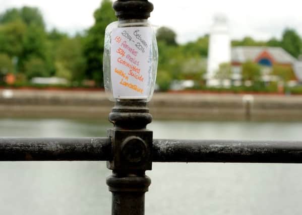 One of Jess's messages on the railing at Preston Docks