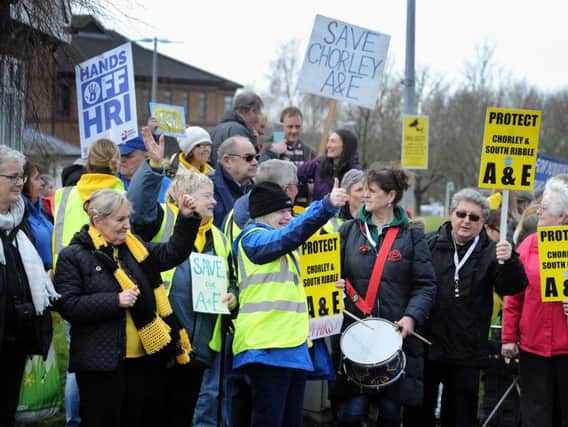 Protesters calling for the reopening of Chorley's A&E on a 24-hour basis