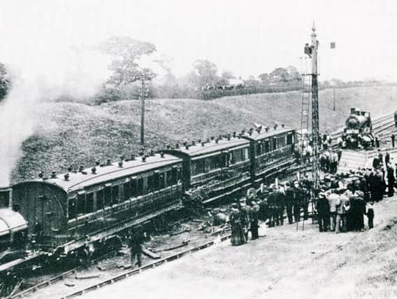 The aftermath of the collision at Preston Junction in 1896