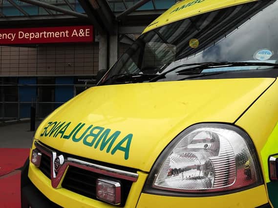 A cyclist was taken to hospital after he was involved in a collision with a car