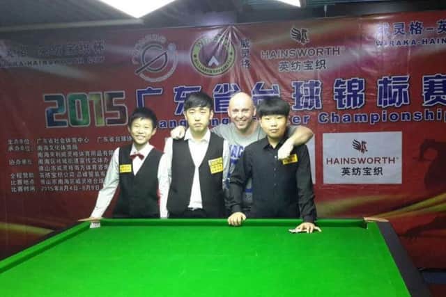 Snooker coach Roger Leighton with some of his pupils