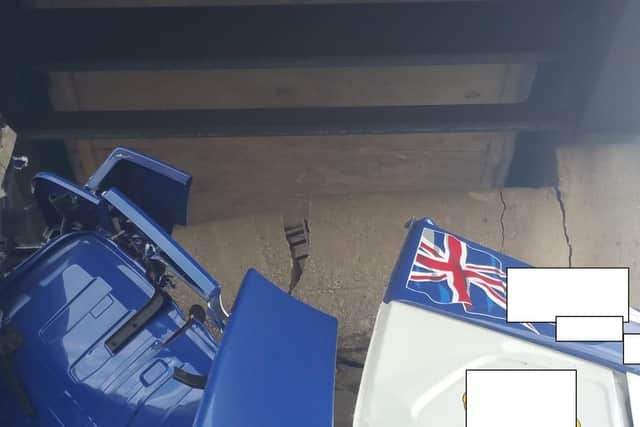 Damage to the bridge on the M6. Photo: North West Motorway Police
