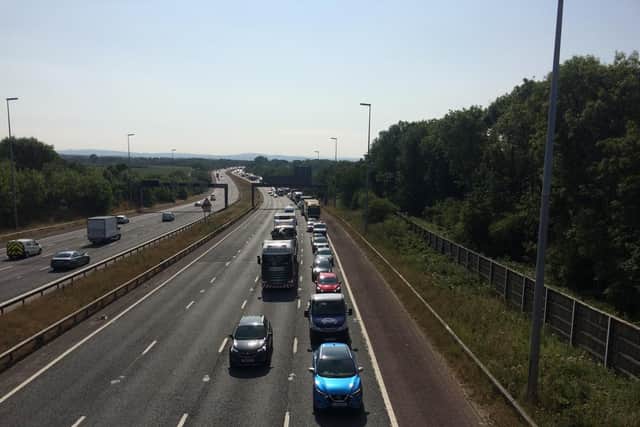 Queues on the M6 northbound near Preston today