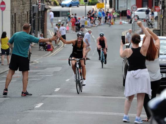 A triathlete in last months Ironman UK race around Winter Hill and through the streets of Chorley and Rivington