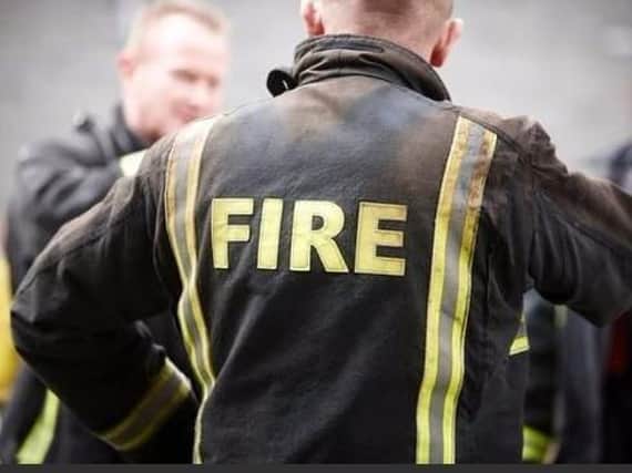 Firefighters used an aerial ladder to put out a blaze at a house in Poulton-le-Fylde which they believe was started deliberately.