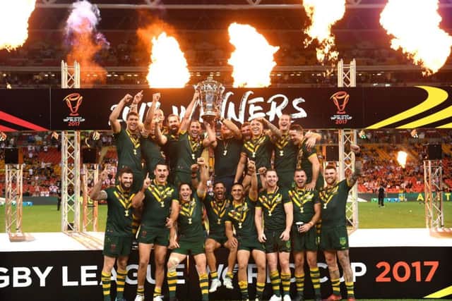 Holders Australia celebrate winning the 2017 Rugby League World Cup