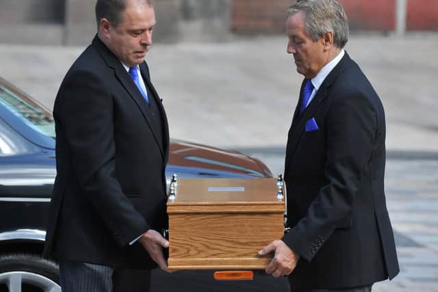 Representatives from Martin's Funeral Directors brought the remains to St John's Minster on Wednesday morning