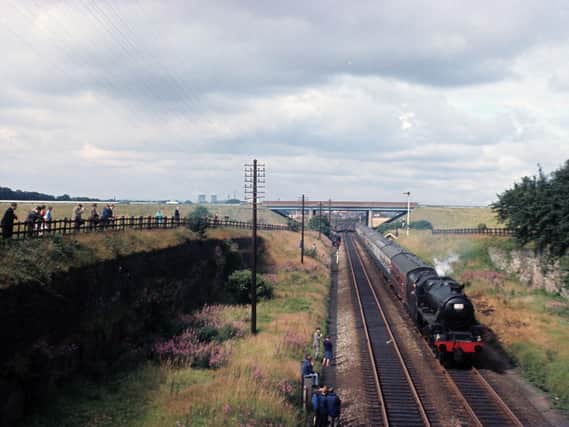 Coming out of the Pennine cloud at Ribblehead,  Oliver Cromwell runs back after hauling the 15 Guinea Special, this was the last steam movement on August 11, 1968