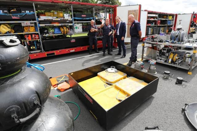The Minister for Policing and the Fire Service Nick Hurd MP at Lancashire Fire and Rescue Service's training centre in Euxton, Chorley