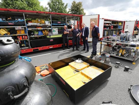 The Minister for Policing and the Fire Service Nick Hurd MP at Lancashire Fire and Rescue Service's training centre in Euxton, Chorley