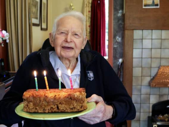 Roy Burdin celebrates his birthday. Photo: Vegetarian for Life