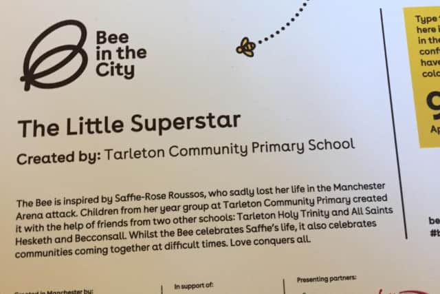 The plaque on Saffie's bee